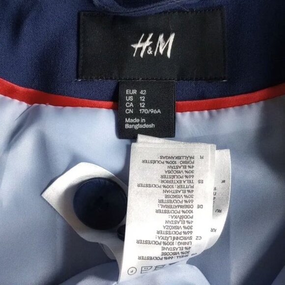 *50off3* H&M Fitted Lined Blazer 12 Blue - Picture 6 of 6
